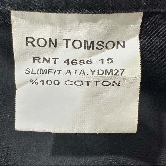 RON TOMSON FLAGSHIP BLACK TUXEDO SHIRT SIZE MEDIUM - Picture 16 of 16